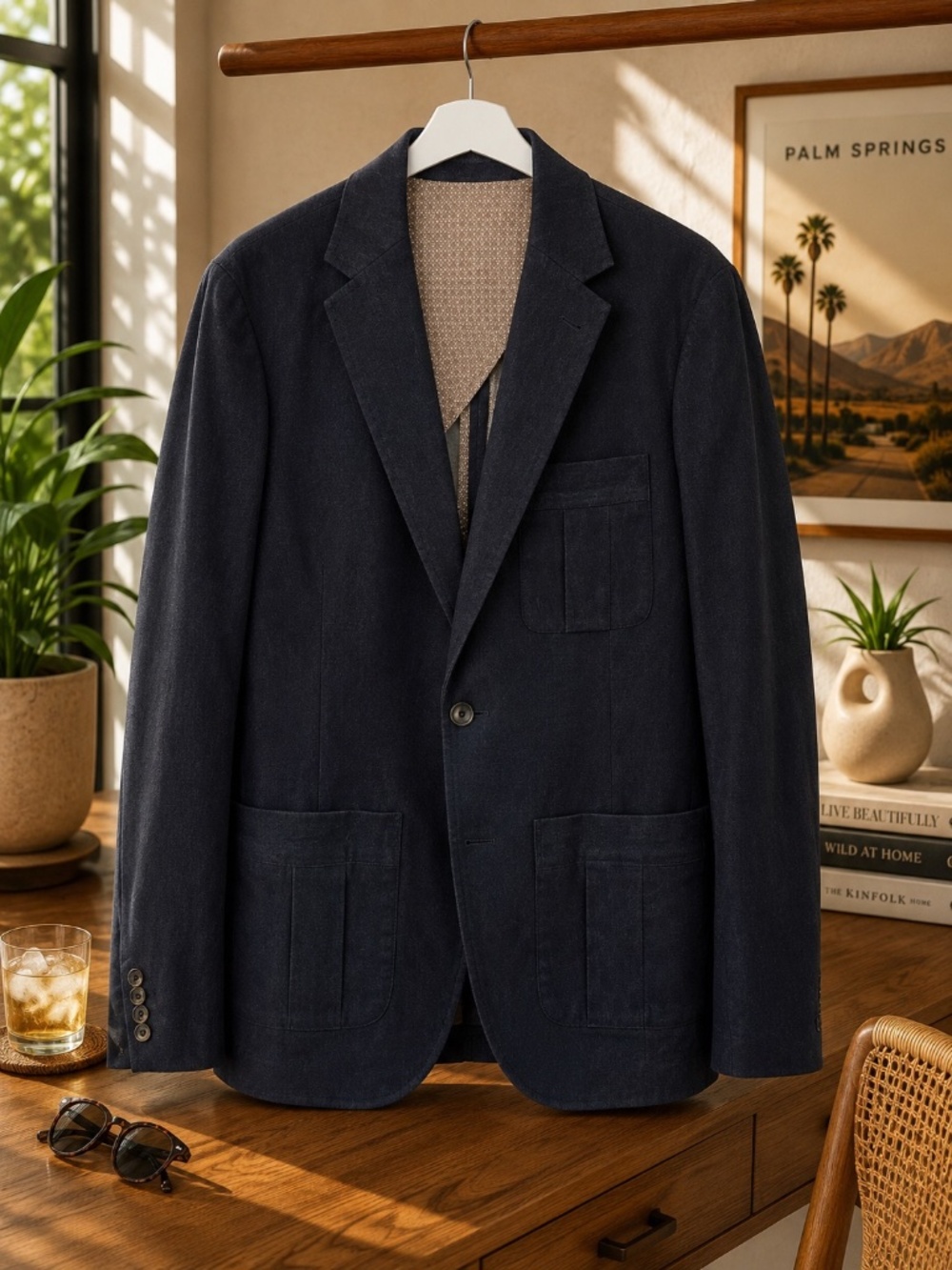 Mr Turk Trina Turk Men’s 42L Dark Indigo Denim Blazer Sport Coat